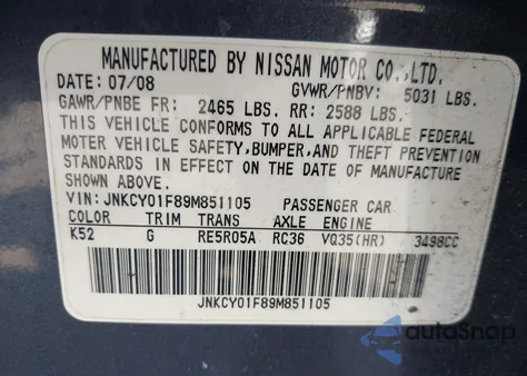 2009 Infiniti M35X from USA, damaged, VIN JNKCY01F89M851105